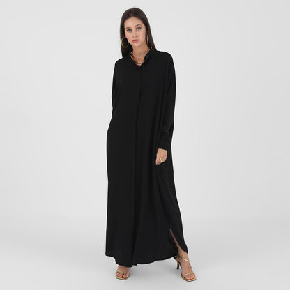 Women'S Muslim Dress Ramadan Abaya Batwing Sleeve Henley Shirt Prayer Kaftan Dubai Islamic Dress