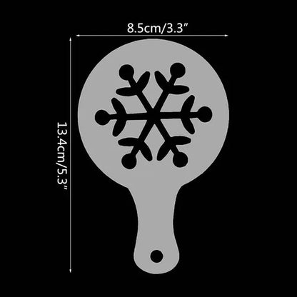 8Pcs Christmas Cake Stencil Templates Cookie Fondant Baking Painting Mold Tools Dessert Coffee Decorating Molds