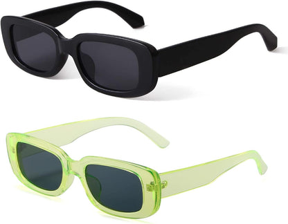Rectangle Sunglasses for Women Retro Driving Glasses 90’s Vintage Fashion Narrow Square Frame UV400 Protection