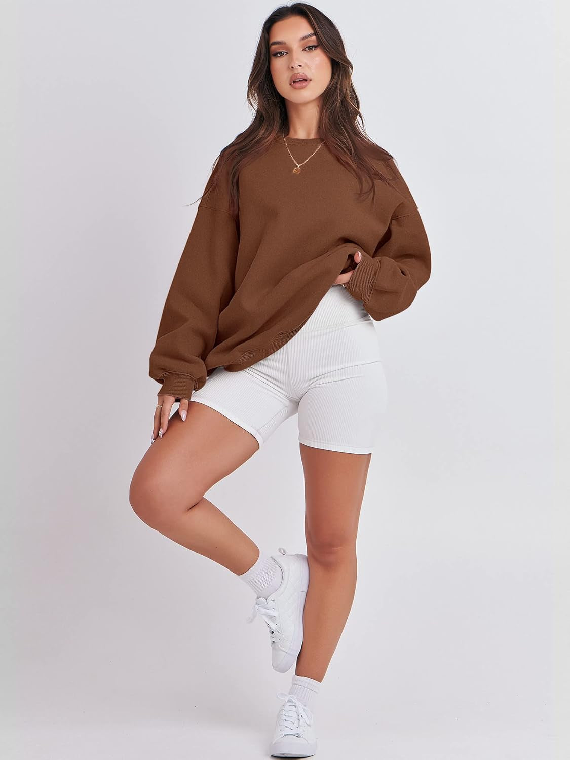 Women'S Sweatshirts Hoodies Crewneck Oversized Fleece Pullover Sweaters Cute Top Y2K Teen Girls Preppy Clothes 2024