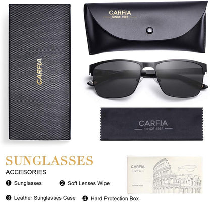 Metal Mens Sunglasses Polarized UV400 Protection for Driving Fishing Hiking Golf Everyday Use CA5225