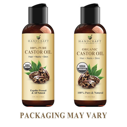 Organic Castor Oil - 4 Fl Oz - 100% Pure and Natural - Premium Grade Carrier Oil for Hair Growth, Eyelashes and Eyebrows - Hair and Body - Expeller-Pressed & Hexane-Free