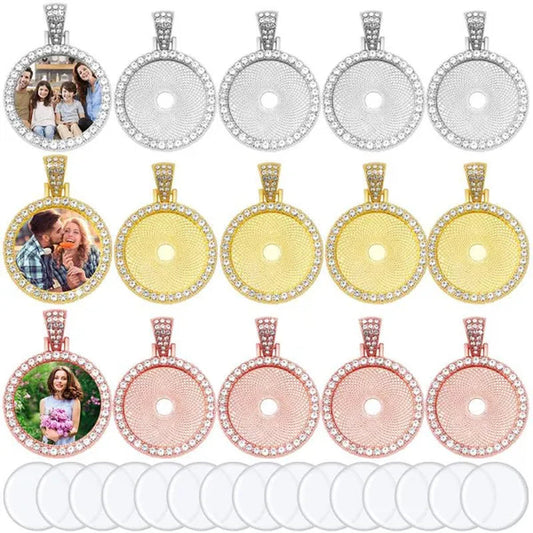 30 Pcs Rhinestone Wing Bezel Pendant Trays with Glass Cabochons 25mm Round Bezel Trays Blank Pendant Bases Blank Pendant Charm for DIY Jewelry Crafts Making Supplies(Gold/Silver/Rose Gold)