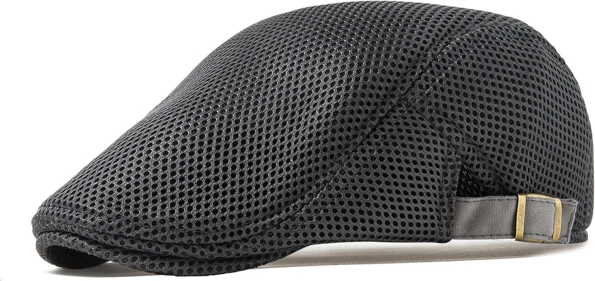 Men'S Breathable Mesh Summer Hat Adjustable Newsboy Beret Ivy Cap Cabbie Flat Cap Gatsby Driving Hunting Hats