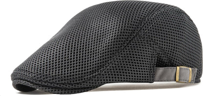 Men'S Breathable Mesh Summer Hat Adjustable Newsboy Beret Ivy Cap Cabbie Flat Cap Gatsby Driving Hunting Hats