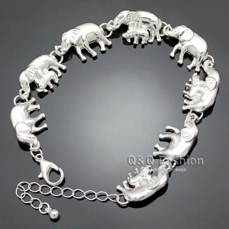 Brand New Fashion African Elephant & Baby Exquisite Charms Link Ganesh Chain Collar Statement Bib Necklace Gold Silver