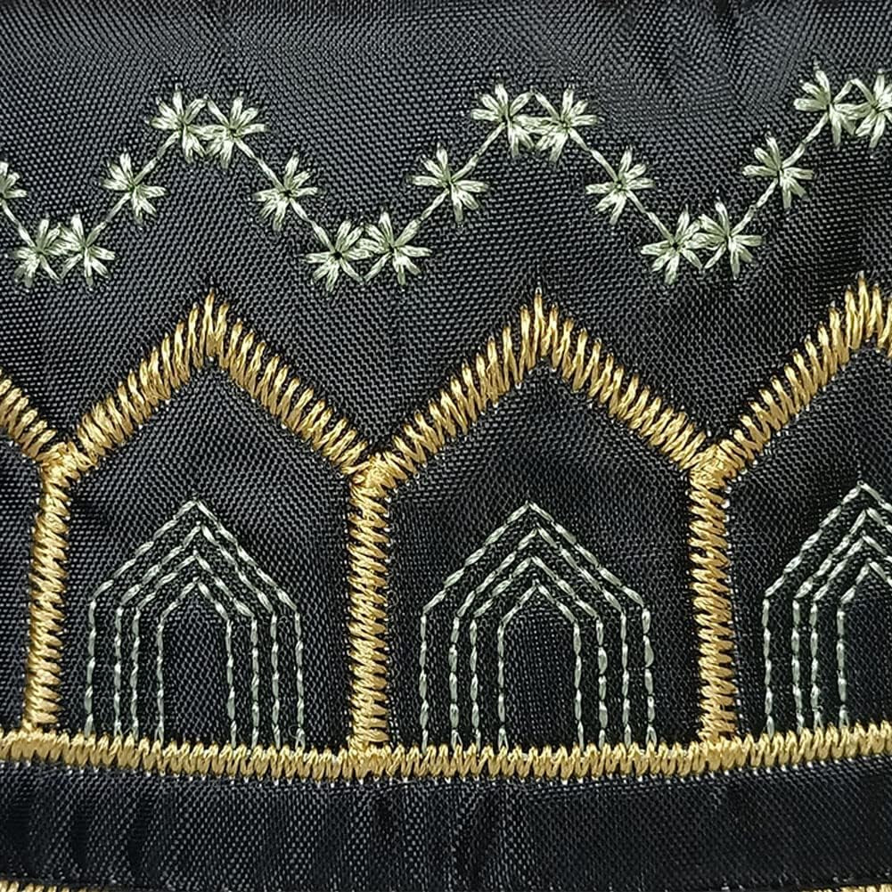 Men Muslim Prayer Kufi Hat, Islam Skull Embroidery Cap Beanie Hat Prayer Headwear Ramadan Eid Gift(Green Black)