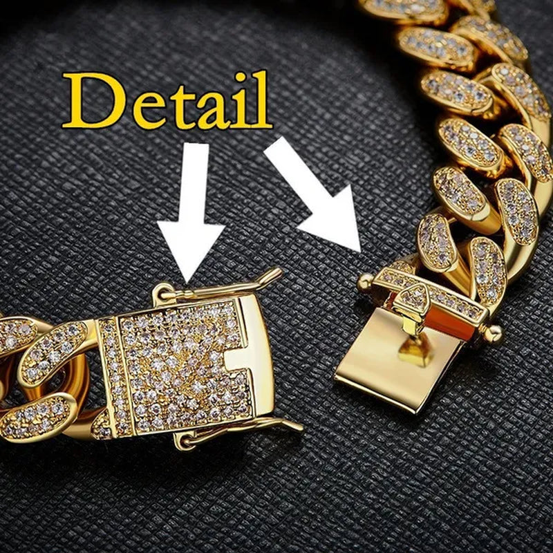 New 2018 Mens Womens Fashion Chain Hiphop Iced Out Curb Cuban Diamond 18K Gold / 24K Gold / 925 Silver Plated Necklace Bracelet Paved Clear Rhinestones