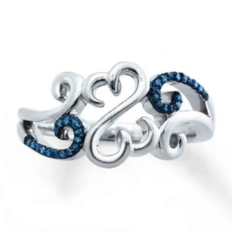 Trendy Heart Filigree Sapphire for Women Engagement Wedding Rings Jewelry Gift