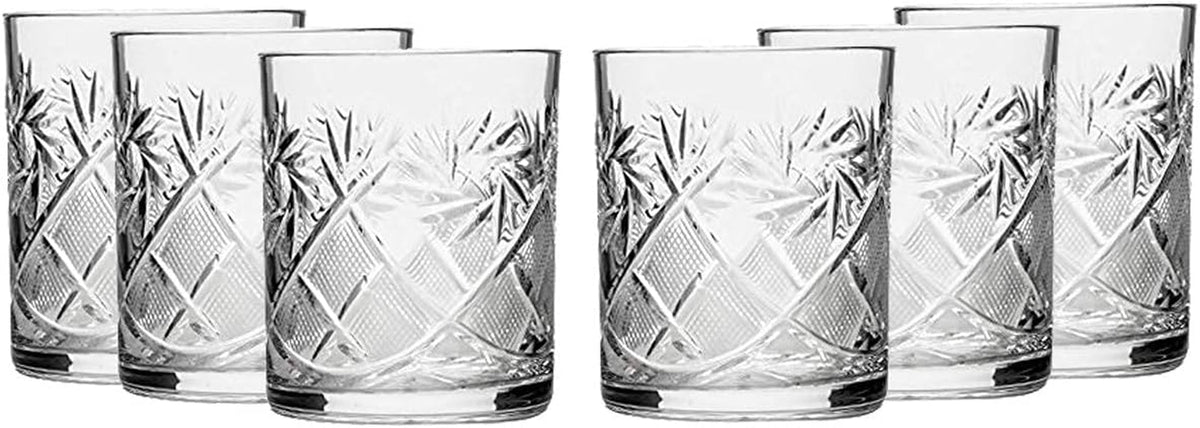 Russian Cut Crystal Scotch Whiskey Vodka Rocks Glasses Old Fashioned Vintage
