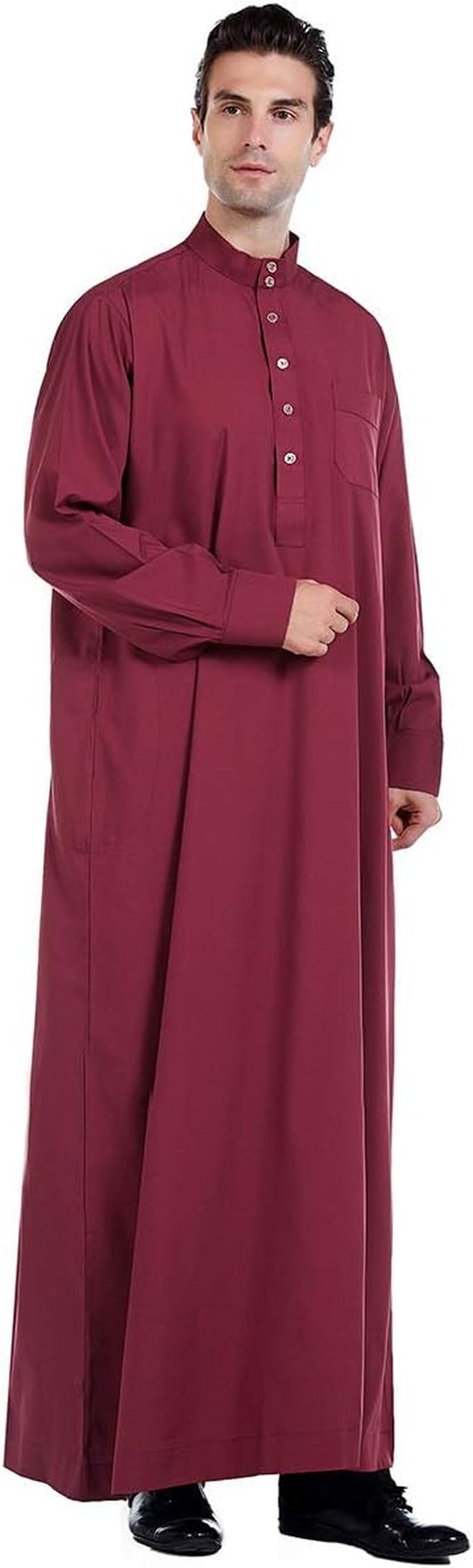 Men'S Muslim Clothes Durable Kaftan Robe Dubai Long Gown Ethnic Clothes,1Pc Soft Robe