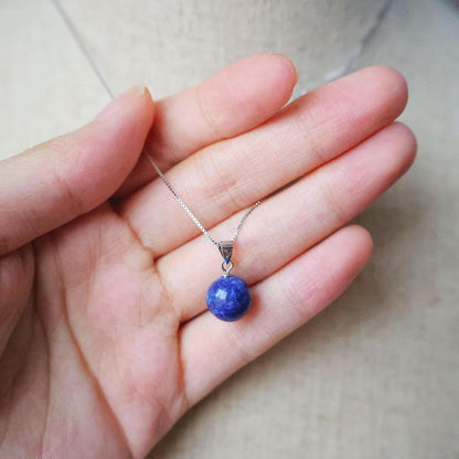 Adjustable 925 Sterling Silver Plated with 18K White Gold Lapis Lazuli Necklace for Women - Handmade Crystal Pendant Jewelry | December Birthstone(Lapis-Lazuli)