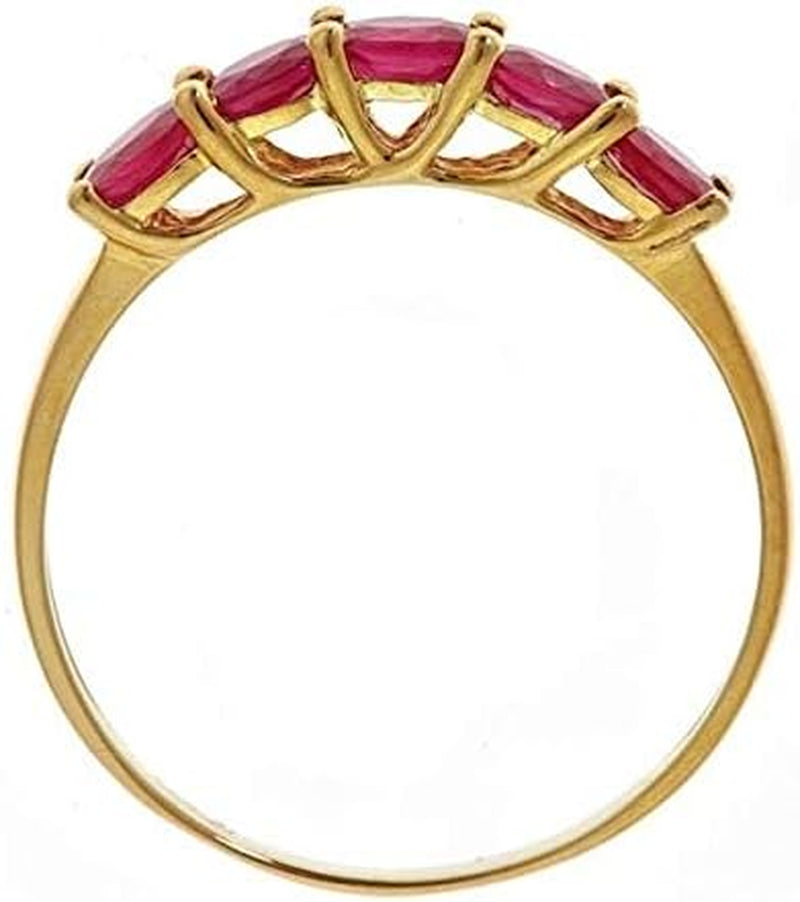 10K Yellow Gold Mozambique Genuine Ruby Ring for Women | Ethically, Authentically & Organically Sourced (Oval-Cut) Shaped Ruby Hand-Crafted Jewelry for Her