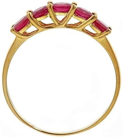 10K Yellow Gold Mozambique Genuine Ruby Ring for Women | Ethically, Authentically & Organically Sourced (Oval-Cut) Shaped Ruby Hand-Crafted Jewelry for Her
