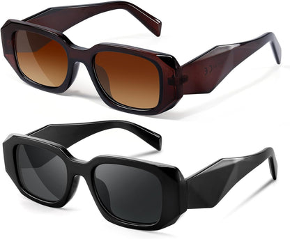 Trendy Rectangle Sunglasses for Women Men,Y2K Vintage Retro 90s Aesthetic Cool Driving Sunglasses
