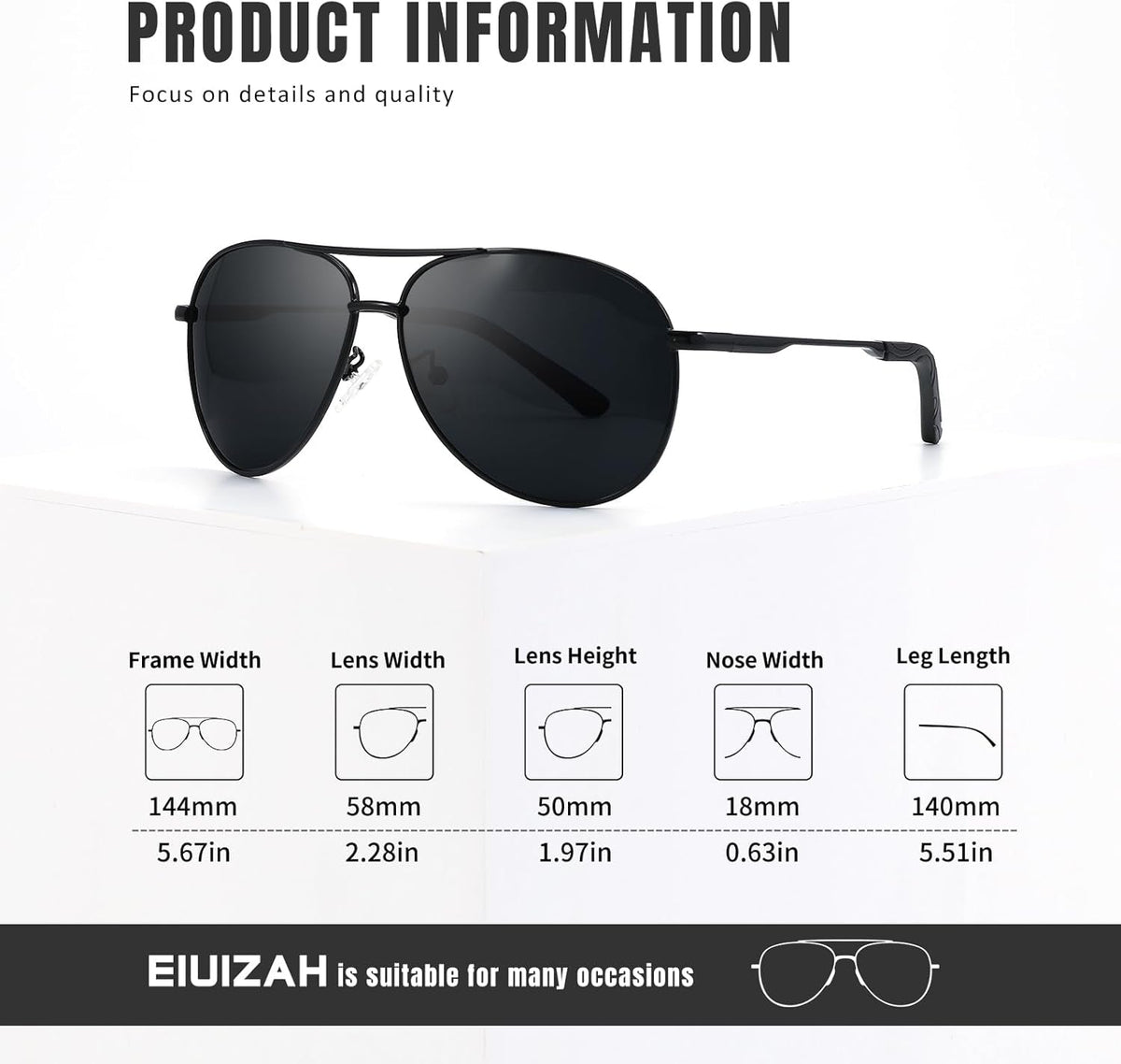 Polarized Aviator Sunglasses for Men Women, Driving Mens Sun Glasses with UV Protection for Fishing Golf
