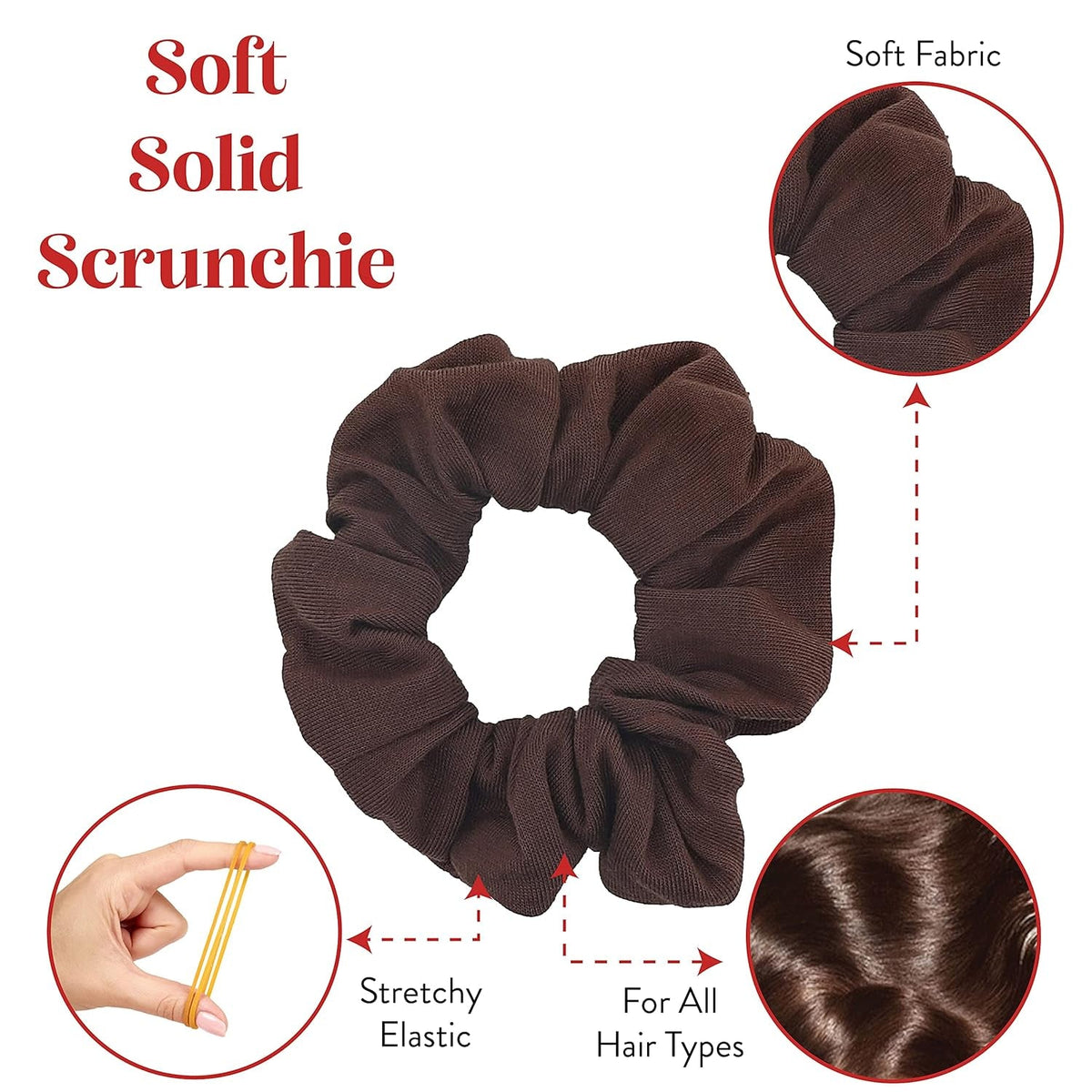 Set of 2 Solid Scrunchies (Brown)