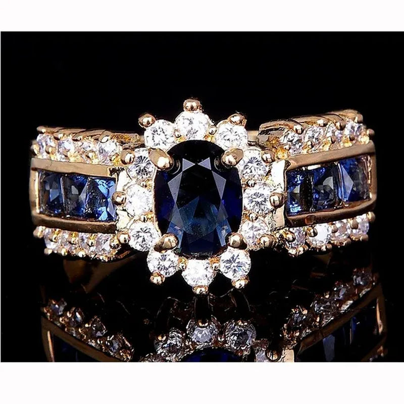 Jewelry Women Men's Blue Crystal Cubic Zirconia Engagement Wedding Rings Sz 7 8 9 10 11