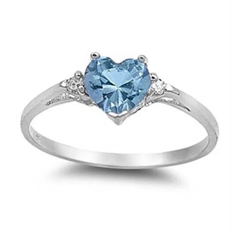 women's fashion silver Heart white sapphire Promise Ring  wedding rings for women size 6 7 8 9 10