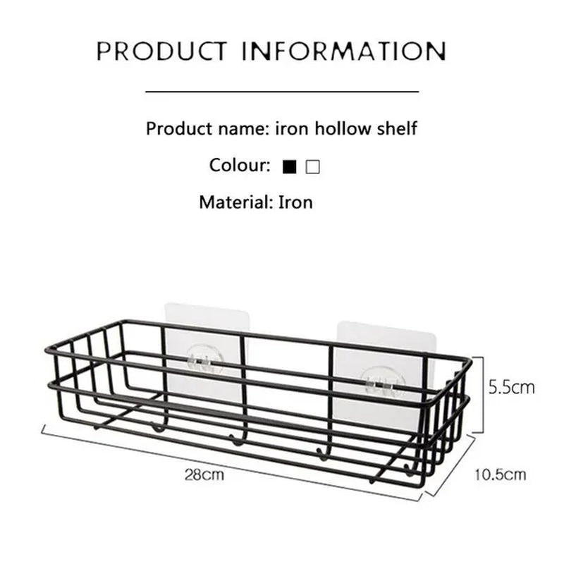 Wall Mounted Hanging Storage Shelf Kitchen Bathroom Shower Storage Rack Punch Free