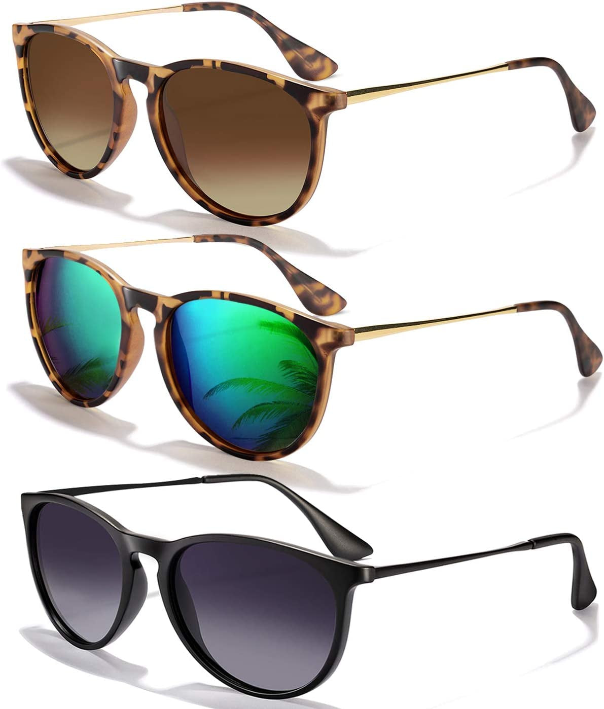 Sunglasses Womens Men Polarized UV Protection Trendy Vintage Retro round Mirrored Lens Sunglasses for Women