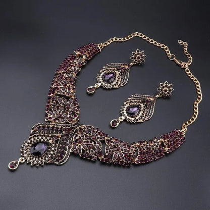 Luxury Women's Elegant Austrian Crystal Statement Necklace Earrings Bridal Party Jewelry Set For Wedding Dress