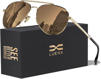 Aviator Sunglasses for Men Women Polarized Driving Classic Shades - UV 400 Protection with Accessories 60MM