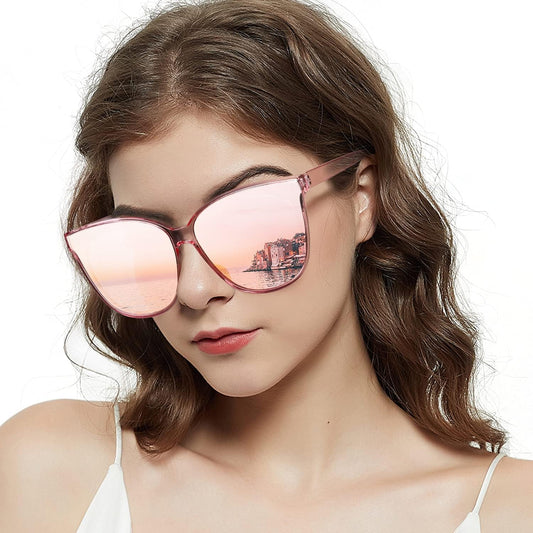 Cat Eyes Sunglasses for Women, Polarized Oversized Fashion Vintage Eyewear for Driving Fishing - 99.99% UV Protection