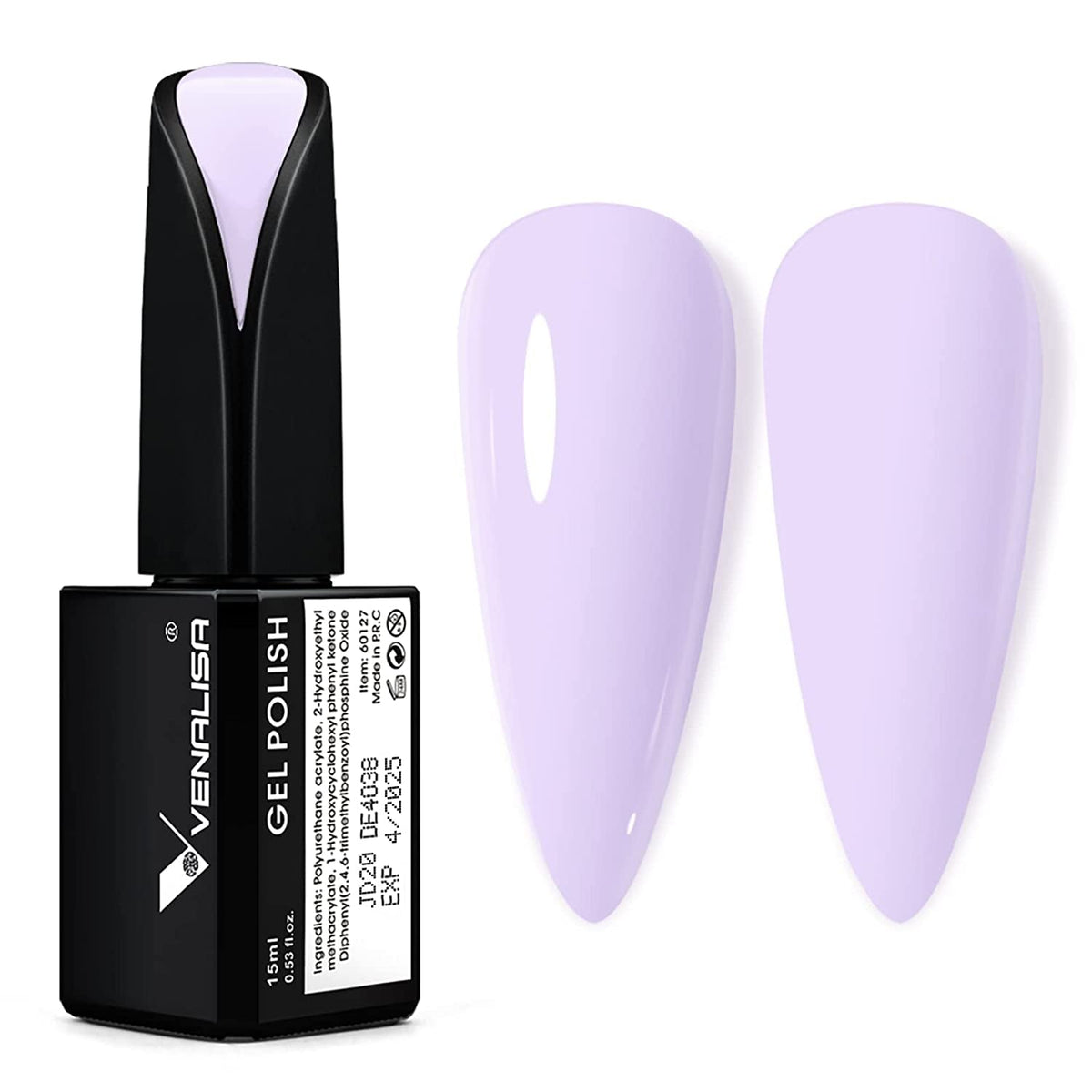 VENALISA 15ml Gel Nail Polish, Pure White Color Soak Off UV LED Nail Gel Polish Nail Art Starter Manicure Salon DIY at Home, 0.53 OZ