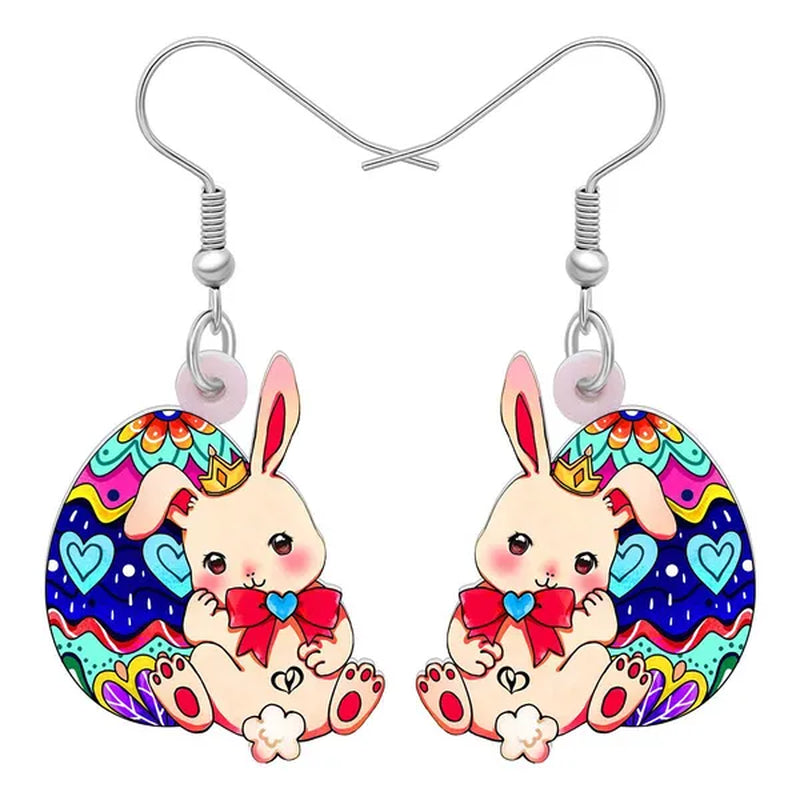 Acrylic Easter Eggs Bunny Hare Rabbit Earrings Drop Dangle Egge Jewelry For Women Girls Kids Charms Festival Gift Accessories