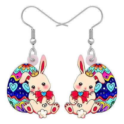 Acrylic Easter Eggs Bunny Hare Rabbit Earrings Drop Dangle Egge Jewelry For Women Girls Kids Charms Festival Gift Accessories