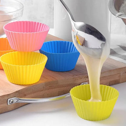 3/6/12/18/24pcs New Silicone Muffin Cake Cups for Kitchen Baking Circular Shape Square Shape Star Rose Pudding Cake Cup Creative Heart Shaped Rice Cake Cup Baking for Cupcakes and Muffin Bakeware Silicone Mold