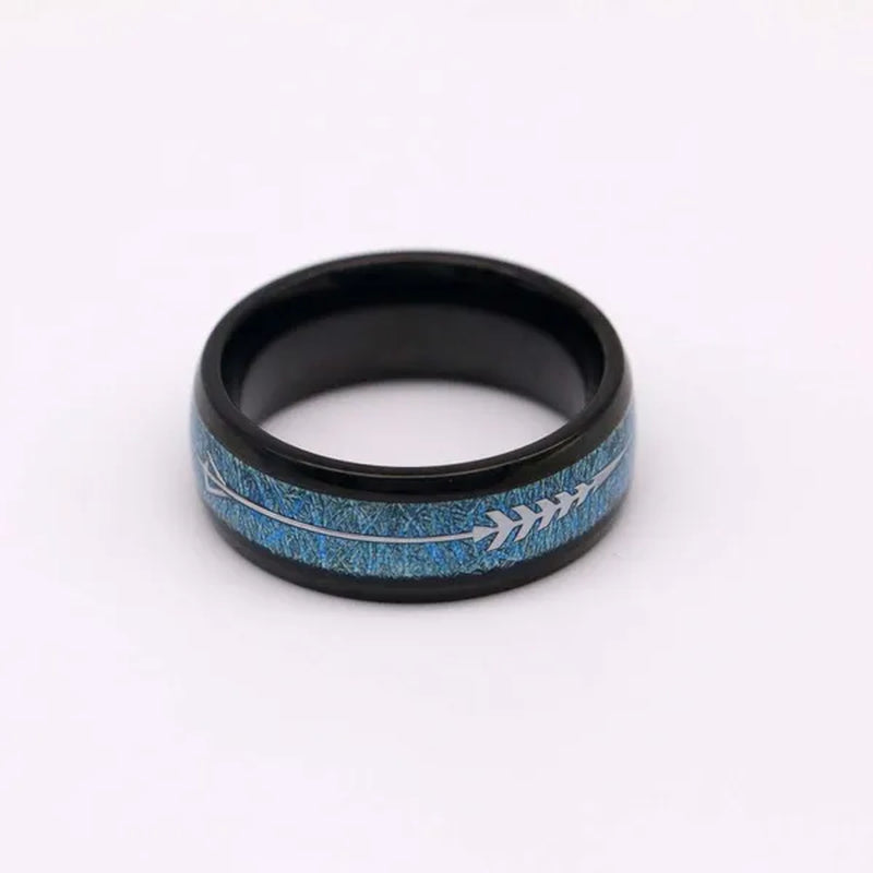 Couple Rings (2 Rings) Sz6-13 His and hers Ring 8mm Sapphire Women's Wedding Ring Sets Black Titanium steel Men's Ring Wedding Bands