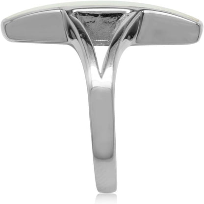 Long Bar Linear Inlay White Gold Plated or Yellow Gold Plated 925 Sterling Silver Modern Style Ring Jewelry for Women