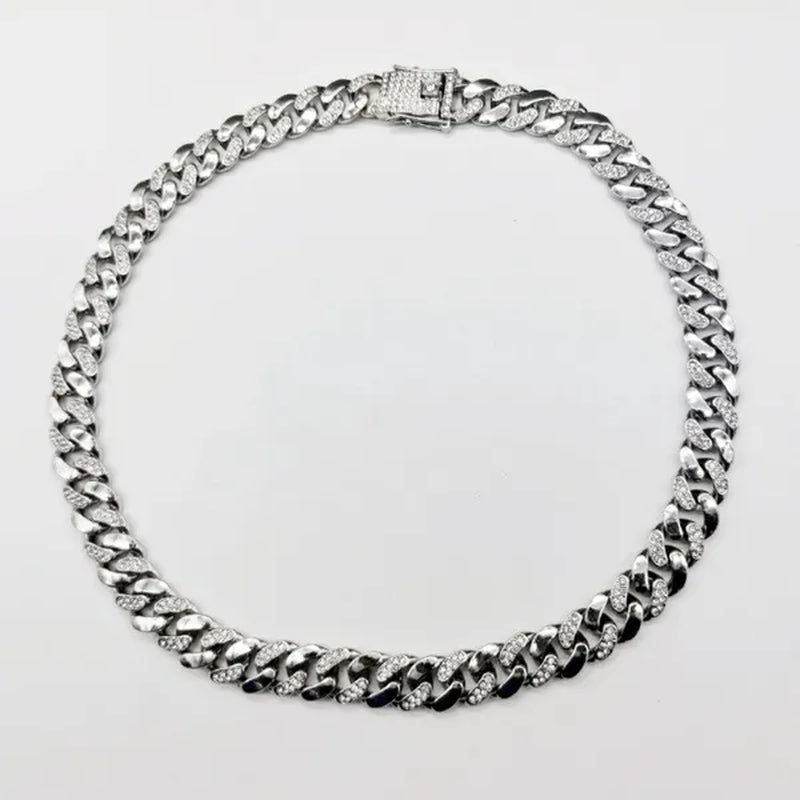 High Quality 12mm Hip Hop Hipster Cuban Chain Diamond Bracelet Men's Jewelry