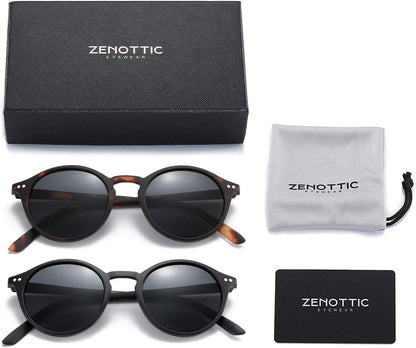 Polarized Sunglasses for Women Men: Retro Shades round | Square Frame UV Protection 2 Pack
