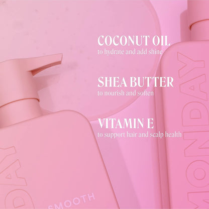 Smooth Conditioner 12Oz for Frizzy, Coarse, and Curly Hair, Made from Coconut Oil, Shea Butter, & Vitamin E, 100% Recyclable Bottles (350Ml), Pink (10433)