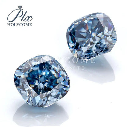 Best Loose Gemstones Moissanite Diamond Excellent Crushed Ice Cushion Cut Dark Vivid Blue Color Stone For Jewelry Diamond Ring
