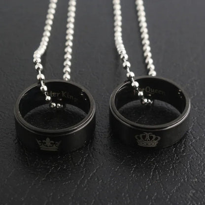 Jewelry her King his queen crown Wedding Ring Necklace Fashion Pendant for men and women