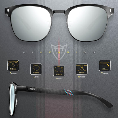 Men'S Driving Polarized Rimless Sunglasses Al-Mg Metal Frame Ultra Light