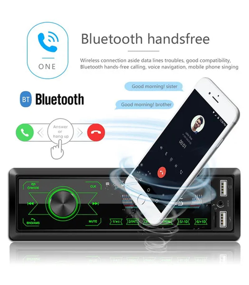 1DIN Touch Car Stereo 12V In-Dash Auto Radio Car MP3 Player Audio Music Stereo with Remote Control Fm/Bluetooth/Usb/Sd/Aux-In Colorful Lights +TF Card (Optional)