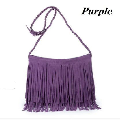 Womens Fashion Faux Suede Fringe Tassel Shoulder Bag Beach Handbags Messenger Bag（6 Colors）