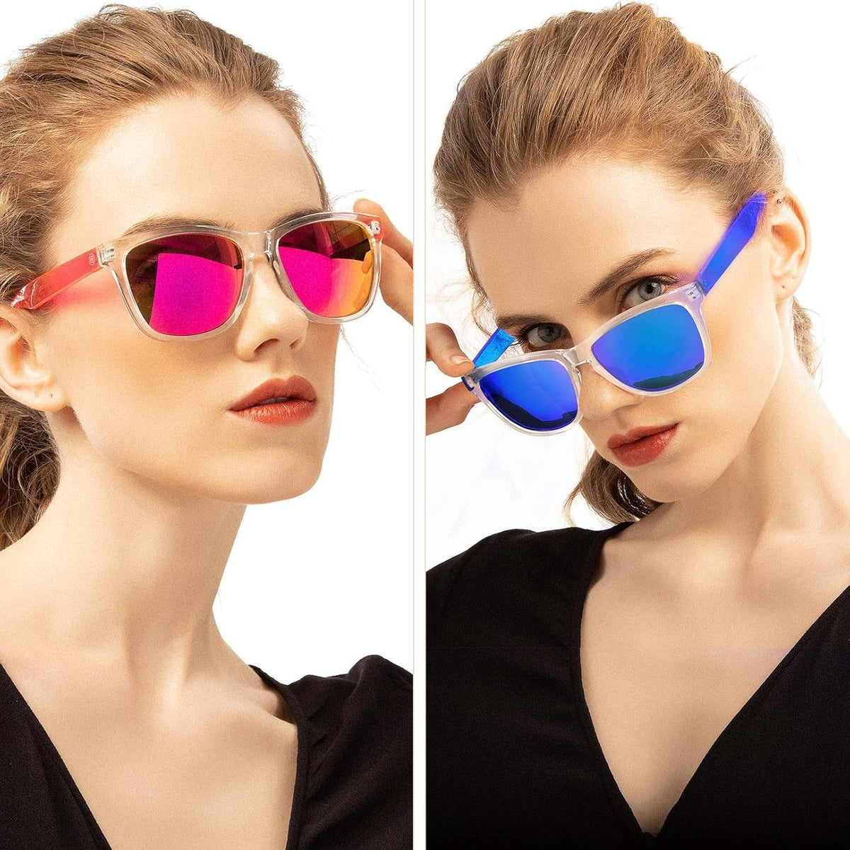 Sunglasses Womens,Classic Square Frame UV400 Mirrored Lens,Sunglasses Fit for Beach,Vacation,Driving