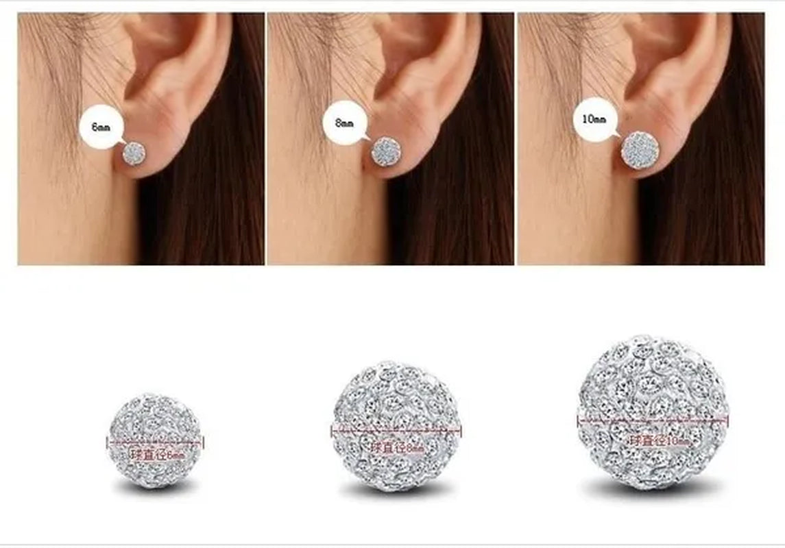 925 Sterling Silver Earrings Super Flash Diamond Earrings Full Diamond Earrings Shambala Ball Pendientes