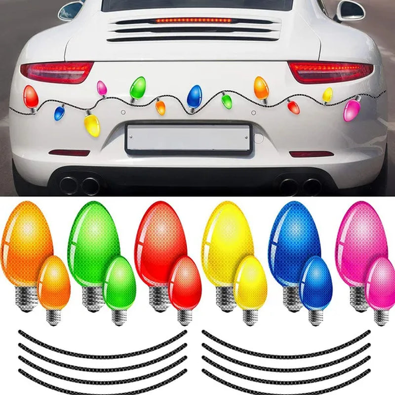 20 Pieces Reflective Car Magnets Set, 12 Pieces Xmas Holiday Christmas Lights Bulb Magnet Set for Xmas Holiday Winter Party Car, Garage, Mailbox, Refrigerator Decal with 8 Magnet Wire