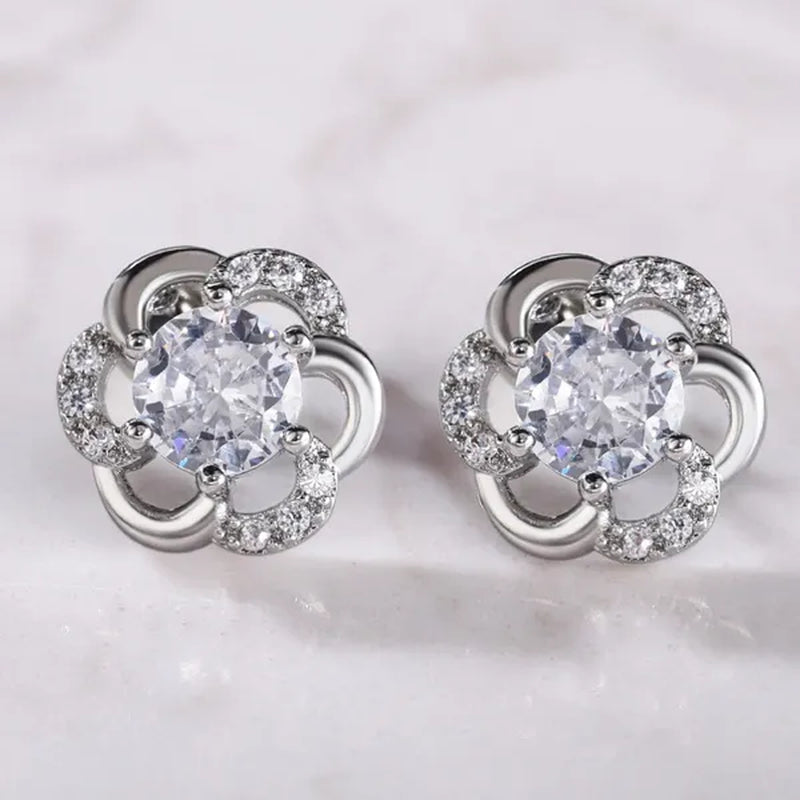 Fashion Diamond Flower Stud Earrings for Women Jewelry