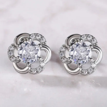 Fashion Diamond Flower Stud Earrings for Women Jewelry