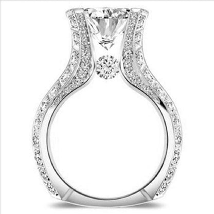 Fashion Women 925 Sterling Silver Ring,White Topaz Cubic Zirconia CZ Diamond Elegant Eternity Engagement Wedding Band Ring Size 6-10 (US Code 6)