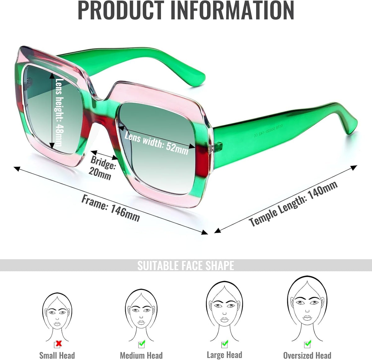 Oversized Square Sunglasses Womens Retro Shades Luxury Big Sun Glasses UV400 Protection S0178