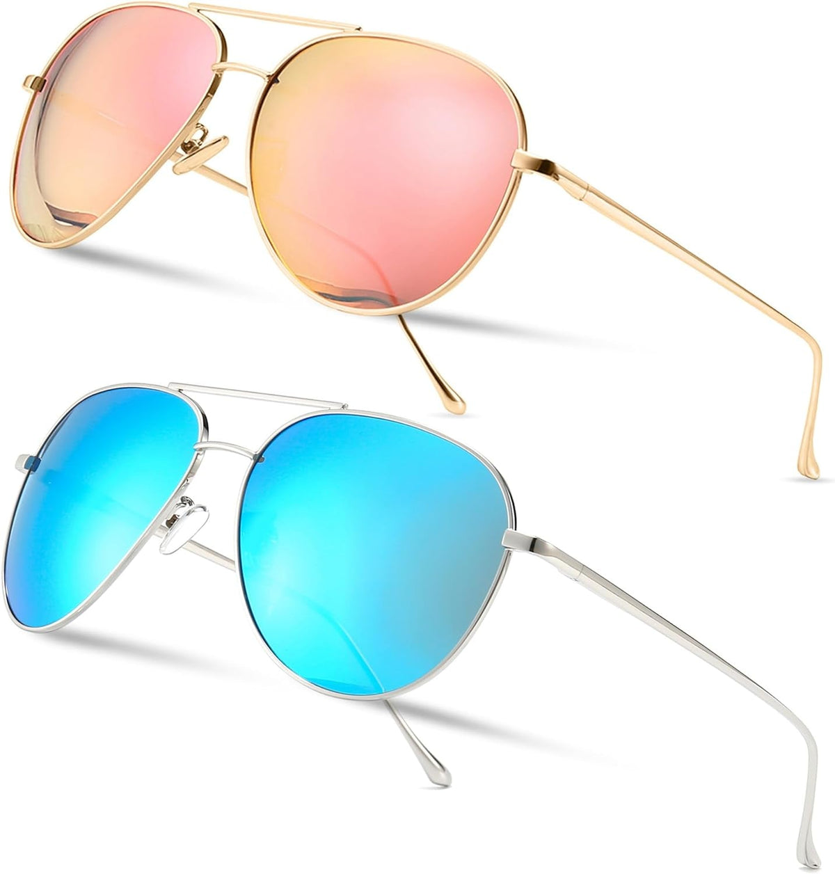 Women's Lightweight Oversized Aviator Sunglasses - Mirrored Polarized Lens